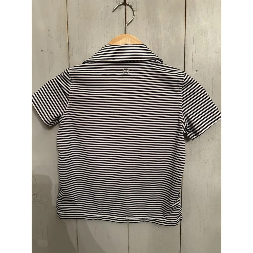 Vineyard Vines Shirt Boys 5 Blue White Striped Sankaty Polo Performance